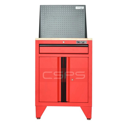 Tủ dụng cụ CSPS 61cm- 01 hộc kéo màu đỏ chân tủ có ván gỗ kèm vách lưới
