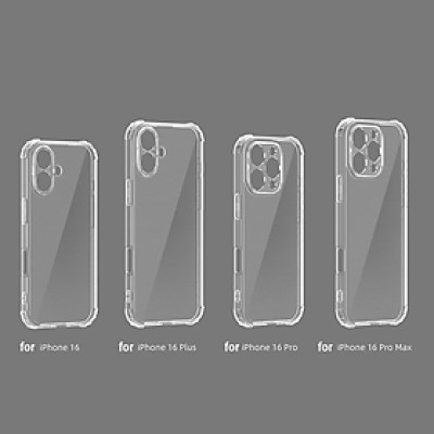 Ốp lưng dành cho iPhone 16, iPhone 16 Pro, iPhone 16 Plus, iPhone 16 Pro Max  TPU dẻo trong suốt chống sốc 4 góc cao cấp - Hàng chính hãng.