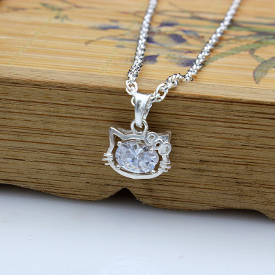 Dây Chuyền Trẻ Em Bạc Hiểu Minh DTE051 Mèo Kity