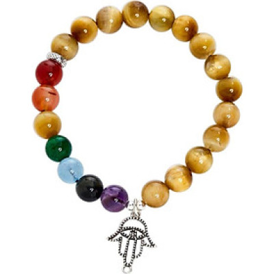 Vòng Đá Thạch Anh Mắt Hổ Phối 7 Sắc Bạc 925 Ngọc Quý Gemstones VT43