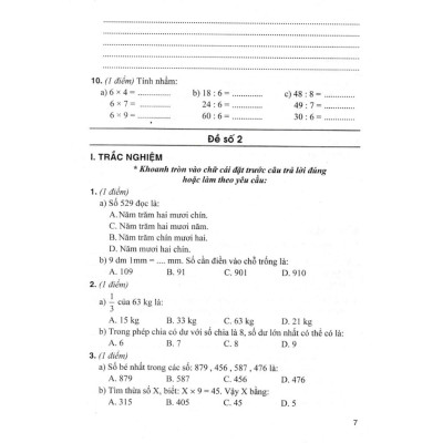 Bộ Đề Kiểm Tra Môn Toán Lớp 3 (Dùng Kèm SGK Chân Trời Sáng Tạo) (HA-MK)