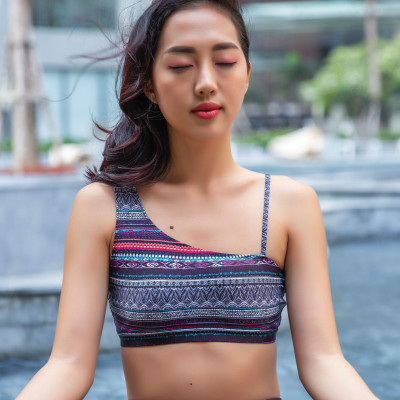 Combo Thể Thao - Áo Bikini LMcation Abby Thổ Cẩm & Quần dài thể thao phối lưới LMcation Venus - Màu tím