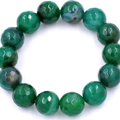 Vòng chuỗi đeo tay thạch anh xanh lá cắt giác 14 ly - Chuỗi hạt đeo tay đá phong thủy