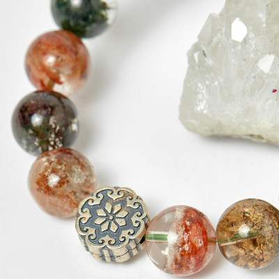 Vòng thạch anh ưu linh phối charm hoa văn bạc 10mm - Ngọc Quý Gemstones