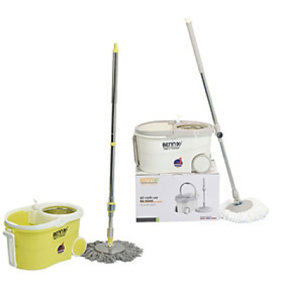 Bộ lau nhà cán Inox 304 Bennix Thái Lan BN-555WA xoay 360 có bánh xe lớn, bảo hành 12 tháng