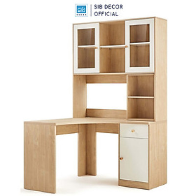 Bàn Gỗ Góc Tường Chữ L Phối Kệ Sách Hiện Đại Thương Hiệu SIB Decor BLV95