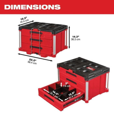 COMBO HỘP ĐỰNG DỤNG CỤ PACKOUT MILWAUKEE 48-22-8442 + 48-22-8443 - HÀNG CHÍNH HÃNG