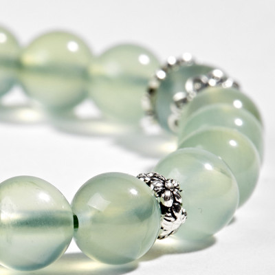 Vòng Thạch Anh Xanh Phối Charm Bạc (8mm)