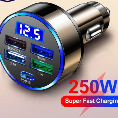 Tẩu SạcÔ Tô 5 Cổng USB Nhanh – Cốc Sạc Thông Minh Qualcomm 3.0 Cho Xe 12V-24V, ĐÈN TRANG TRÍ , ĐỒNG HỒ TREO TƯỜNG