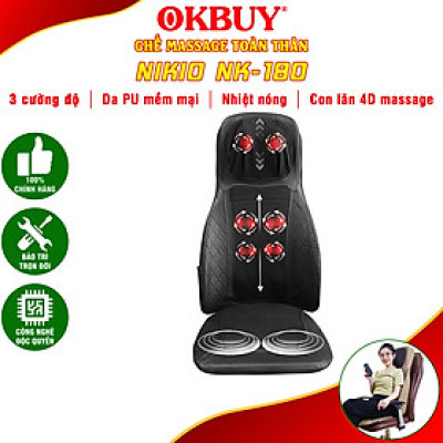Ghế đệm massage lưng cổ vai gáy hồng ngoại Nikio NK-180 - Dùng được trên ô tô