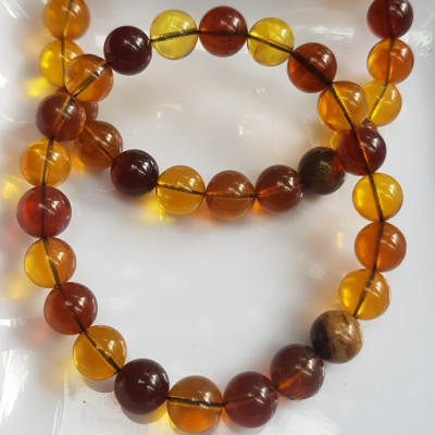 Vòng tay chuỗi đá Hổ Phách vàng nâu tự nhiên đẹp Size hạt 8mm Vòng hợp nữ mệnh thổ mệnh kim may mắn tốt sức khỏe công danh sự nghiệp xinh tay ạ