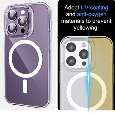 Ốp lưng từ tính Maqsafe cho iPhone 14 Pro Max hiệu X-Level Magic Magnets Series trong suốt, siêu mỏng 1.5mm, chống sốc, hỗ trợ sạc Maqsafe,  độ trong tuyệt đối, chống trầy xước, chống ố vàng, tản nhiệt tốt - Hàng nhập khẩu