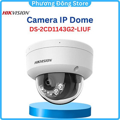 Camera IP Dome HIKVISION DS-2CD1123G2-LIUF 2MP đèn kép, 30m, Tích hợp Micro, phát hiện người phương tiện - Hàng chính hãng