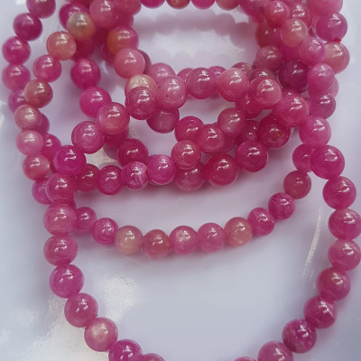  Vòng tay đá Rubby Hồng tự nhiên tươi đẹp Vòng size 6mm màu hồng Vòng Hợp Nữ mệnh hoả mệnh Thổ đeo đẹp sang xinh tay đẹp lắm ạ