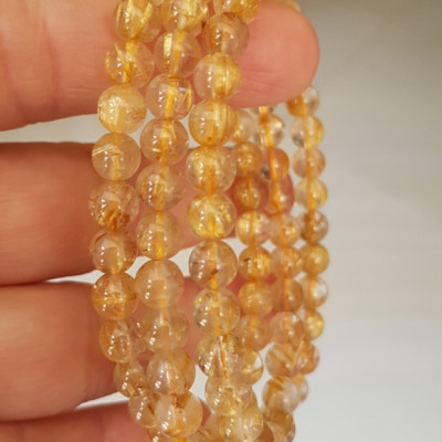  Vòng thạch anh tóc vàng tự nhiên trong bóng đẹp size hạt 5mm - 6mm các Chị em nữ đeo kiểu quấn 3 vòng tay màu vàng tươi sáng bóng chuẩn hợp nữ mệnh kim thổ  thủy đeo quyến rũ xinh đẹp trẻ trung may mắn đặc biệt tốt sức khỏe công việc tài lộc rẻ đẹp ạ