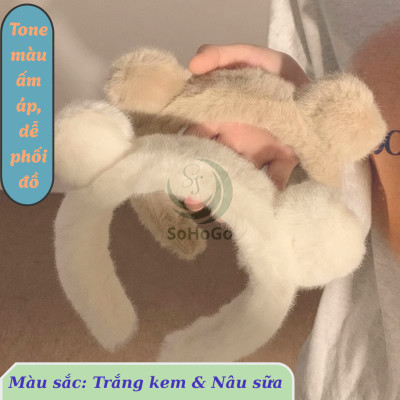 Băng Đô Tai Gấu Lông Mềm Siêu Cưng -Bờm Tai Gấu Lông Mịn Dễ Thương -Băng Đô Tai Gấu Lông Xù Hàn Quốc