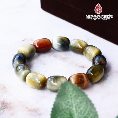 Vòng tay hạt hình lu thống thạch anh mắt hổ mệnh thủy, mộc - Ngọc Quý Gemstones