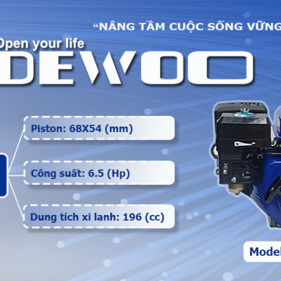 MÁY NỔ (ĐẦU NỔ)- ĐỘNG CƠ NỔ CHẠY XĂNG 6.5HP CHÍNH HÃNG DEWOO DW-6.5HP