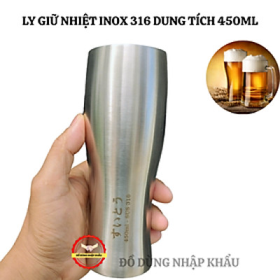 Ly giữ nhiệt ly bia dáng cao 450ml Inox 316 hàng nhập bãi chưa qua sư dụng
