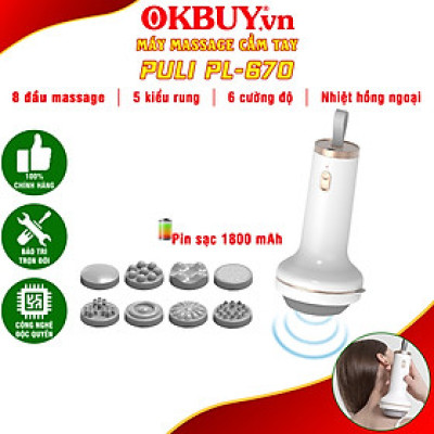 Máy massage cầm tay không dây pin sạc mini 8 đầu Puli PL-670 (massage bụng, massage thưa giãn toàn thân)