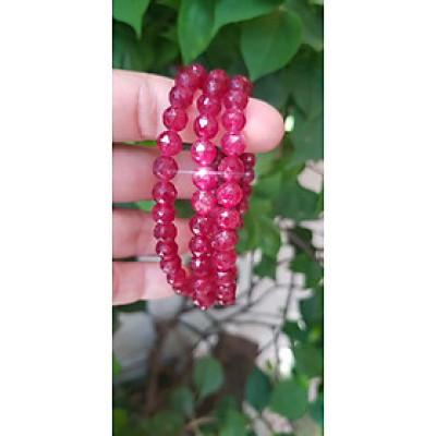 Vòng tay phong thuỷ may mắn mới đá Thạch anh dâu hồng điều đậm giác ánh sáng đẹp quấn tay kiểu 3 vòng Size hạt 7mm Vòng thạch anh dâu giác tự nhiên đậm màu điều rất đẹp Vòng chuẩn hợp nữ mệnh hoả mệnh thổ quà tặng phụ nữ quý chị đeo may mắn đẹp ạ