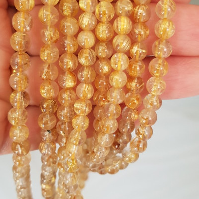  Vòng thạch anh tóc vàng tự nhiên trong bóng đẹp size hạt 5mm - 6mm các Chị em nữ đeo kiểu quấn 3 vòng tay màu vàng tươi sáng bóng chuẩn hợp nữ mệnh kim thổ  thủy đeo quyến rũ xinh đẹp trẻ trung may mắn đặc biệt tốt sức khỏe công việc tài lộc rẻ đẹp ạ