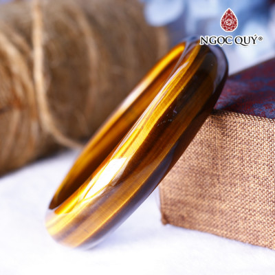 Vòng liền khối đá mắt hổ vàng nâu mệnh thổ,kim - Ngọc Quý Gemstones