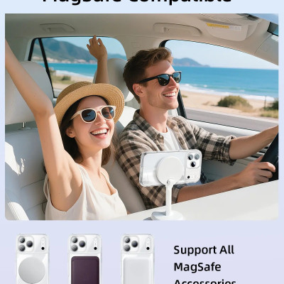 [Dành cho Iphone 17 Pro max] Ốp Lưng Trong Suốt Sạc Không Dây Có Nút Control Camera MIPOW KINGBULL Magnetic Tempered Glass_ Hàng chính hãng