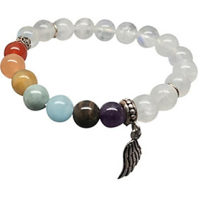 Vòng Tay Đá Thạch Anh Ưu Linh Trắng Mix 7 Chakras Ngọc Quý Gemstones TA015