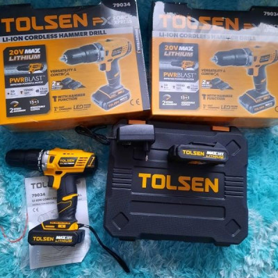 MÁY KHOAN PIN 20V ( CÔNG NGHIỆP ) CÓ BÚA TOLSEN 79034 - HÀNG CHÍNH HÃNG