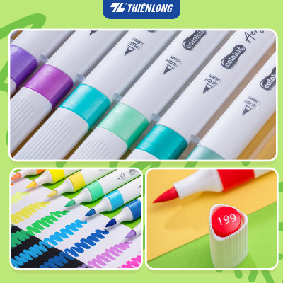 [Tặng 2/4/6 màu] Acrylic Markers/ Bút sơn/ Bút lông 12/24/36 màu ThiênLong Colokit - Màu sắc tươi sáng, Không thấm qua mặt giấy