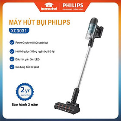 Máy hút bụi không dây dạng cán, máy hút bụi cầm tay Philips XC3031, bảo hành 2 năm | Hàng Chính Hãng