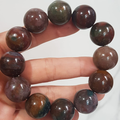 Vòng Tay Nam đá casidon Size vòng 18mm Vòng đẹp hiếm màu nâu đất xám ít vân xanh hợp mệnh thổ ạ