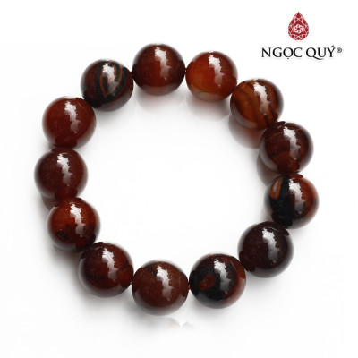 Vòng mã não nâu đỏ mệnh hỏa thổ - Ngọc Quý