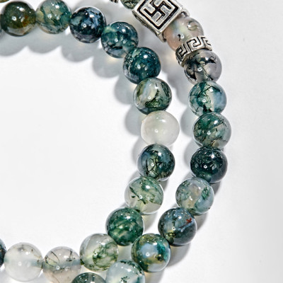 Vòng Tay 2 Line Băng Ngọc Thủy Tảo Phối Charm Bạc (7mm) Ngọc Quý Gemstones