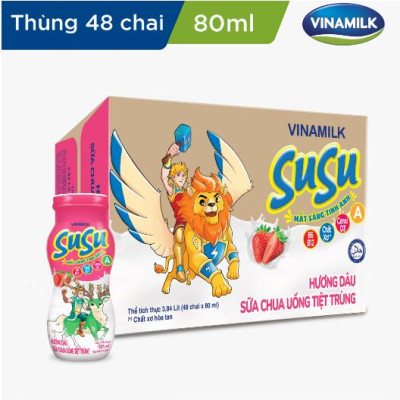 Sữa chua uống hương dâu Vinamilk Susu - Thùng 48 chai 80ml