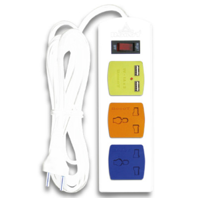 Ổ Cắm Điện Nối Dài Robot 2 Ổ 3 Chấu (Có Nắp Che) Và Cổng Sạc USB - Hàng Chính Hãng