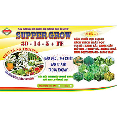 XÔ PHÂN BÓN TĂNG TRƯỞNG NPK 30-14-5 TE , LỚN LÁ , TO LÁ, LỚN TRÁI , DÀI THÂN  , MẬP THÂN , MẬP NỤ