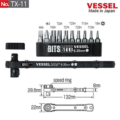 Bộ tô vít trượt đa năng Torx No.TX-(11/12MC) Vessel - Nhật Bản