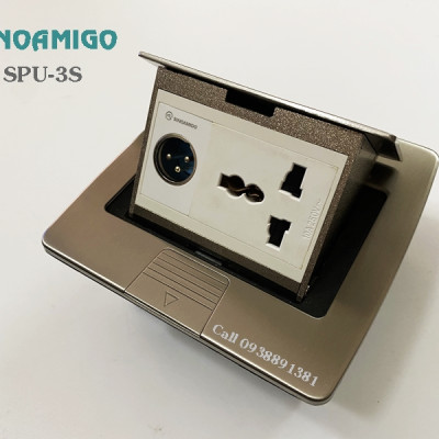 Ổ điện + mạng quang chuẩn SC/UPC âm sàn Sinoamigo SPU-3S, chất liệu inox đúc nguyên tấm chống oxy hóa. Hàng chính hãng, có xuất hóa đơn VAT