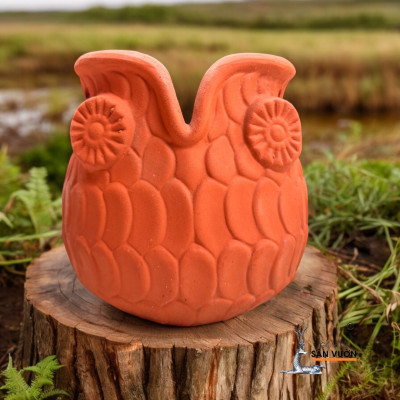 Chậu Treo Gốm Đất Nung Hình Cú  D15cm X H16cm