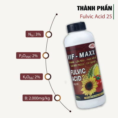 VIF-MAXX - Phân bón Acid Fulvic 25 chai 1 lít
