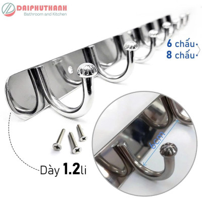 Móc Treo Quần Áo Inox SUS304 Nhiều Mẫu - Nhiều độ dài 6 đến 8 chấu