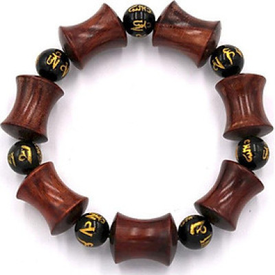 Vòng tay chuỗi hạt gỗ hồng hình ống tre HMB8