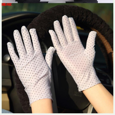 Găng tay chống nắng nữ ngắn chấm bi thật tay co giãn tốt- gang tay chong nang nu cham bi thoi trang