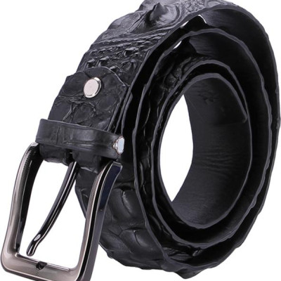 Thắt Lưng Nam Da Cá Sấu Nguyên Con Đầu Kim Bát Gài Huy Hoàng HT4762 - Đen