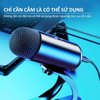 Micro USB Mic Thu Âm Condenser Podcast, Livestream, Radio, ASMR Microphone Phòng Thu Studio PC Microphone Chuyên Nghiệp Thu Âm Rõ Nét Chống Ồn Độ Nhậy Cao LED MÀU HỒNG - Hàng Chính Hãng