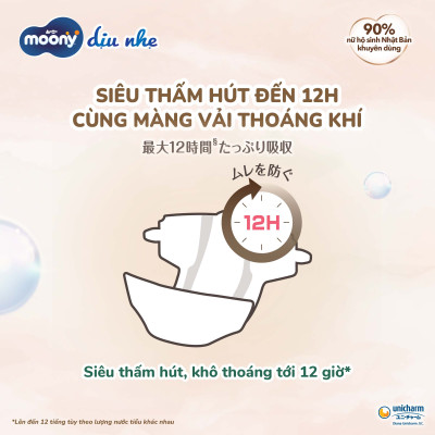 Tã Dán Moony Dịu Nhẹ NB62+4/S58+2/M46/L38