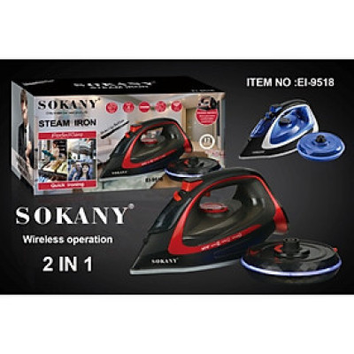 Bàn ủi hơi nước cầm tay không dây cao cấp SoKANY SK-9518 thiết kế đặc biệt chống nhỏ giọt, ủi phẳng mọi loại vải - HÀNG CHÍNH HÃNG