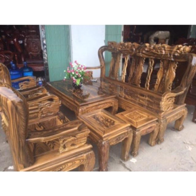 Bộ ghế quốc đào gỗ tràm tay 10